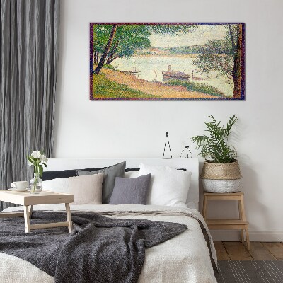 A peaceful landscape by the river Glass art print