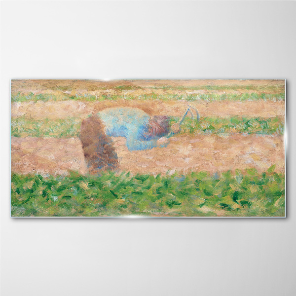 Farmer working in the field Wall art on glass