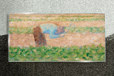 Farmer working in the field Wall art on glass