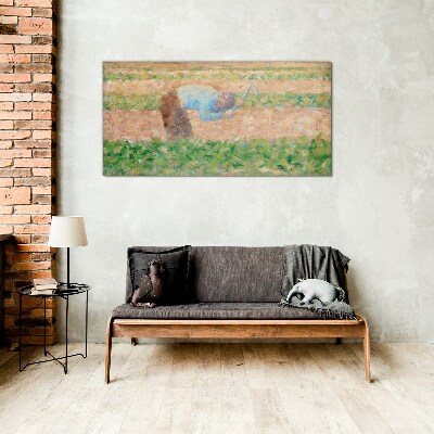 Farmer working in the field Wall art on glass