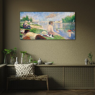 Summer relaxation by the water Wall art on glass