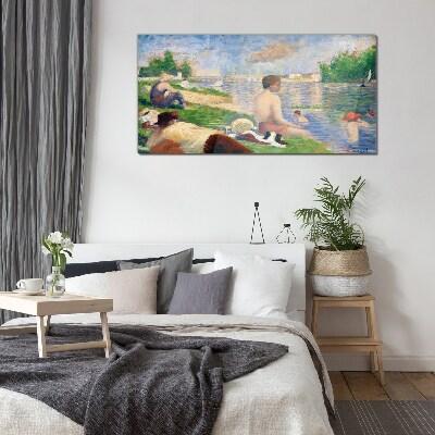 Summer relaxation by the water Wall art on glass