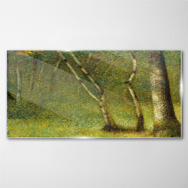 Green forest in the sunlight Glass art print