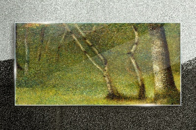 Green forest in the sunlight Glass art print