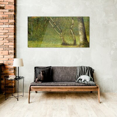 Green forest in the sunlight Glass art print