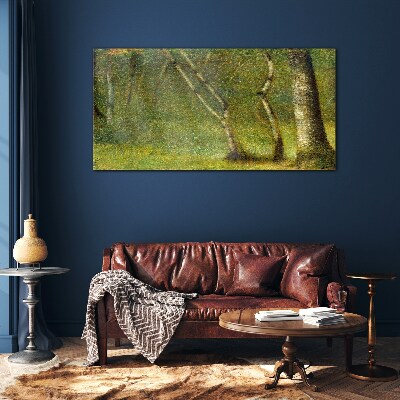 Green forest in the sunlight Glass art print