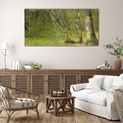 Green forest in the sunlight Glass art print