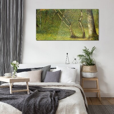 Green forest in the sunlight Glass art print