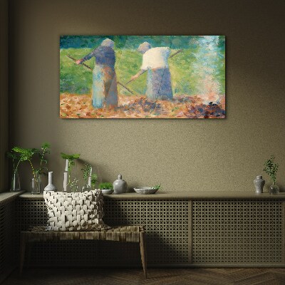 Women working in the garden Wall art on glass
