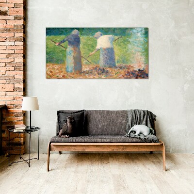Women working in the garden Wall art on glass