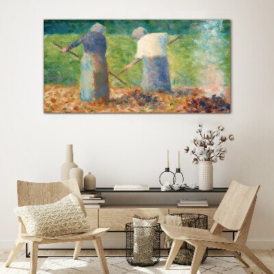 Women working in the garden Wall art on glass