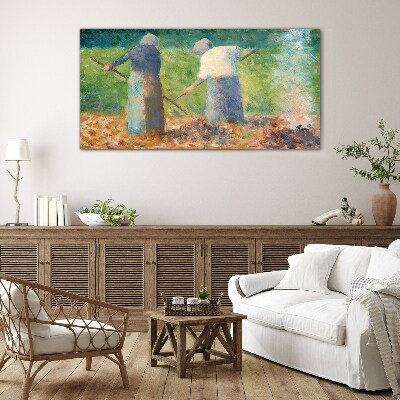 Women working in the garden Wall art on glass