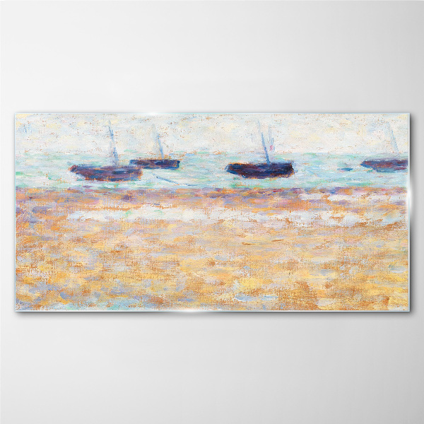 A peaceful port in pastel colors Wall art on glass