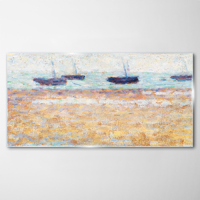 A peaceful port in pastel colors Wall art on glass