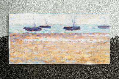 A peaceful port in pastel colors Wall art on glass