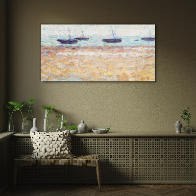 A peaceful port in pastel colors Wall art on glass