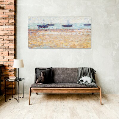 A peaceful port in pastel colors Wall art on glass