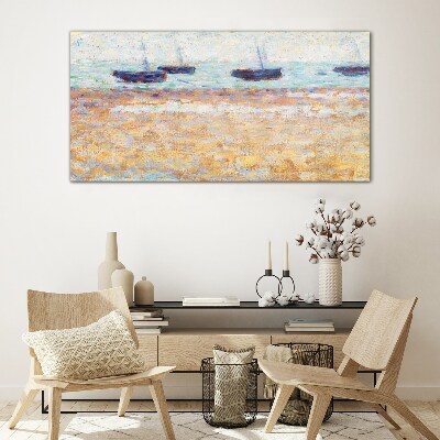 A peaceful port in pastel colors Wall art on glass