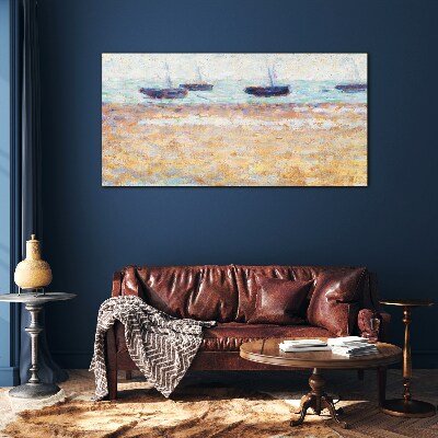 A peaceful port in pastel colors Wall art on glass