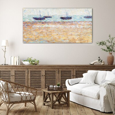 A peaceful port in pastel colors Wall art on glass