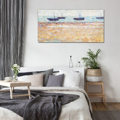 A peaceful port in pastel colors Wall art on glass