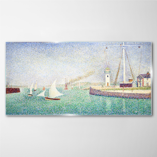 Seascape with sailboats Wall art on glass
