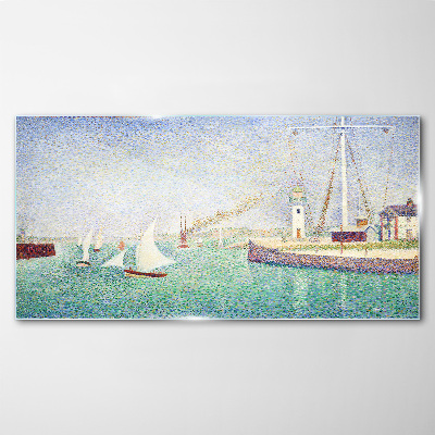 Seascape with sailboats Wall art on glass