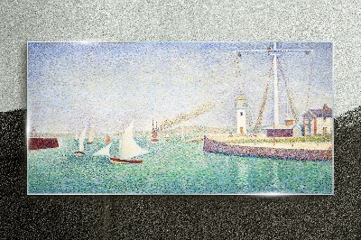 Seascape with sailboats Wall art on glass