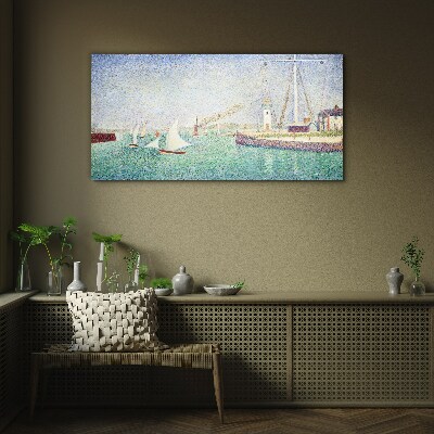 Seascape with sailboats Wall art on glass