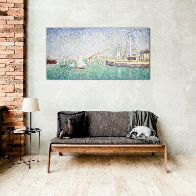 Seascape with sailboats Wall art on glass
