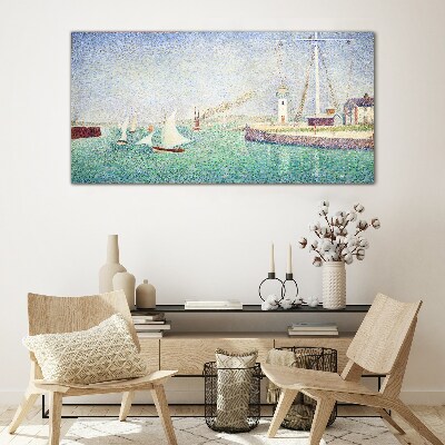Seascape with sailboats Wall art on glass
