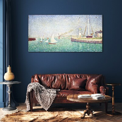 Seascape with sailboats Wall art on glass