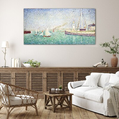 Seascape with sailboats Wall art on glass