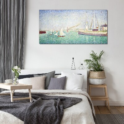 Seascape with sailboats Wall art on glass