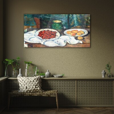 Still life with fruit Glass art print