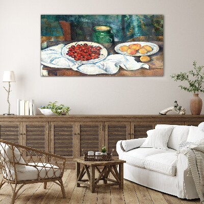 Still life with fruit Glass art print