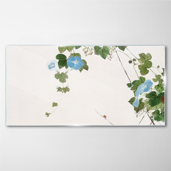 Floral motif in delicate shades Glass art print