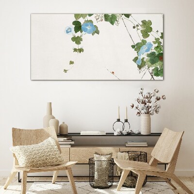 Floral motif in delicate shades Glass art print