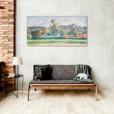 Spring landscape with trees Wall art on glass