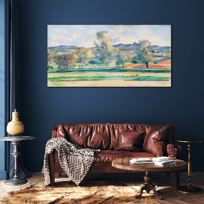 Spring landscape with trees Wall art on glass