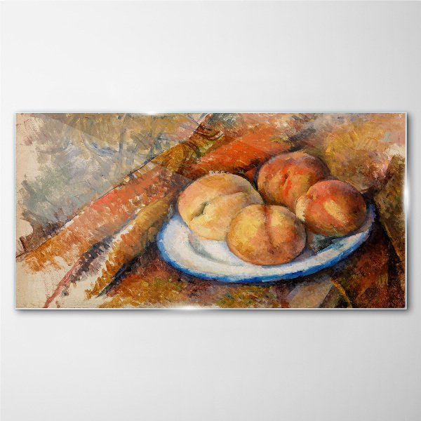 Fruit table in pastel colors Wall art on glass
