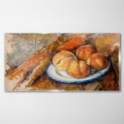 Fruit table in pastel colors Wall art on glass