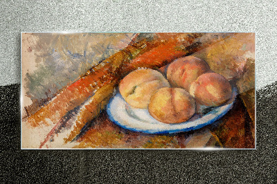 Fruit table in pastel colors Wall art on glass