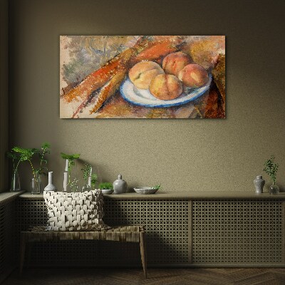 Fruit table in pastel colors Wall art on glass