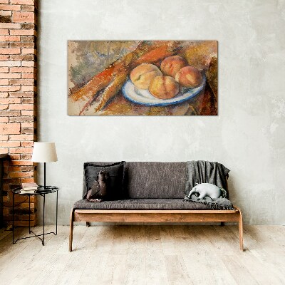 Fruit table in pastel colors Wall art on glass