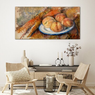 Fruit table in pastel colors Wall art on glass