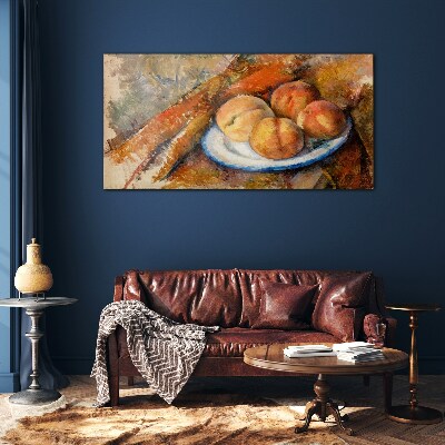 Fruit table in pastel colors Wall art on glass