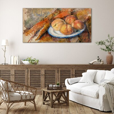 Fruit table in pastel colors Wall art on glass