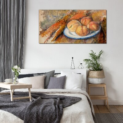 Fruit table in pastel colors Wall art on glass
