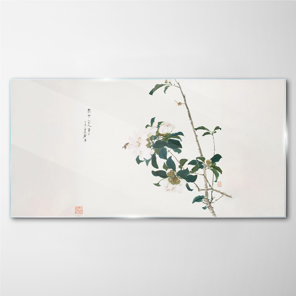 Floral composition in delicate shades Wall art on glass